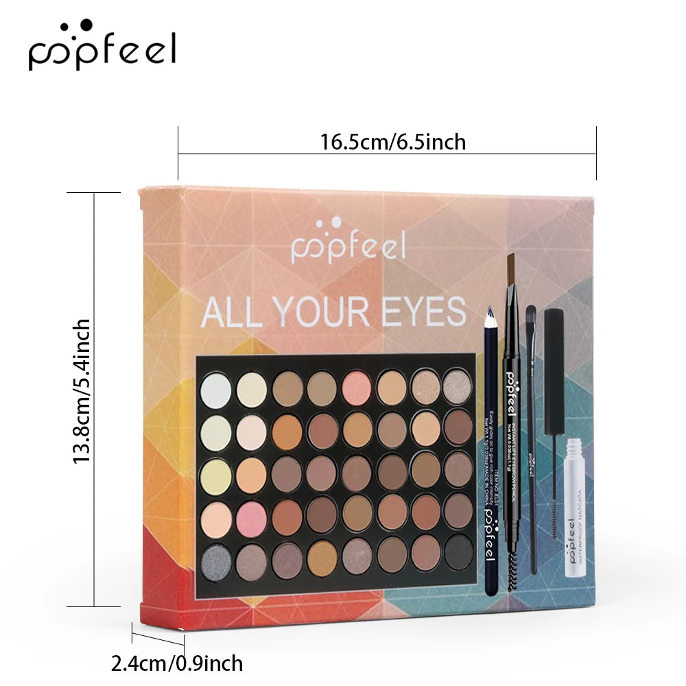 Set Maquillage Yeux POPFEEL — Palette Fard, Eyeliner, Mascara, Crayon Sourcils