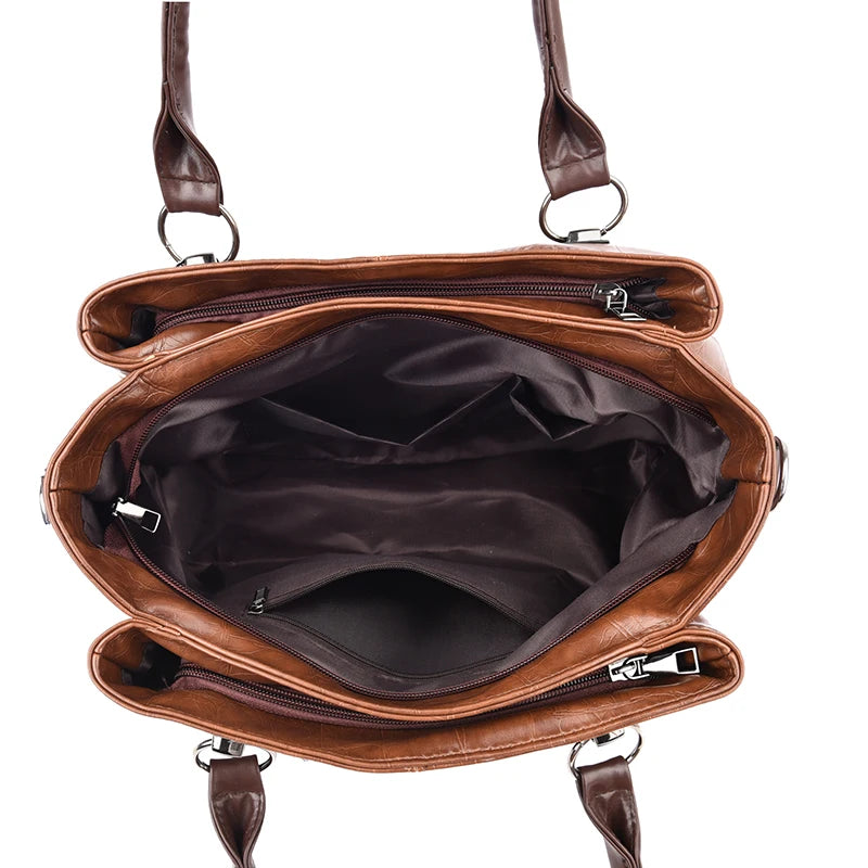 Sac à Main Femme Cuir PU — Tote Bandoulière Messenger, Grande Capacité