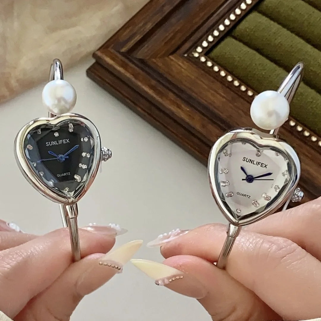 Montre Femme Perle Bracelet — Cadran Coeur, Quartz, Fashion Dropshipping