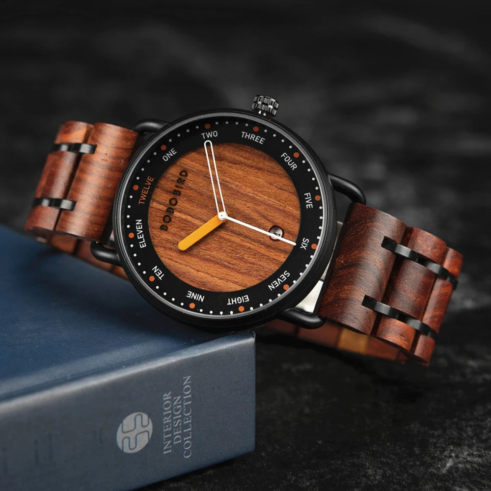 BOBO BIRD Montre Homme Bois Quartz — Casual, Cadeau Unique, Livraison Directe