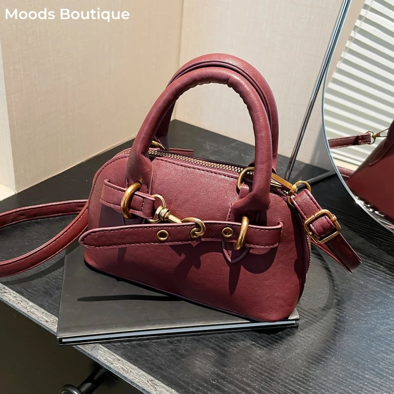 Mini Sac Coquille Femme Luxe — Boucle Ceinture, Petit Sac Épaule Bandoulière Designer