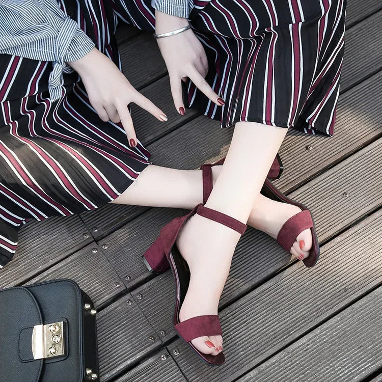 Sandales Femme Été Talon Épais Bout Ouvert — Style Romain, Caoutchouc, Polyvalentes