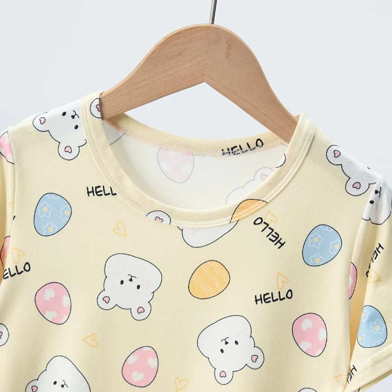 Ensemble 2 pièces enfant mixte – T-shirt manches courtes & short imprimé animaux, été 4-6 ans