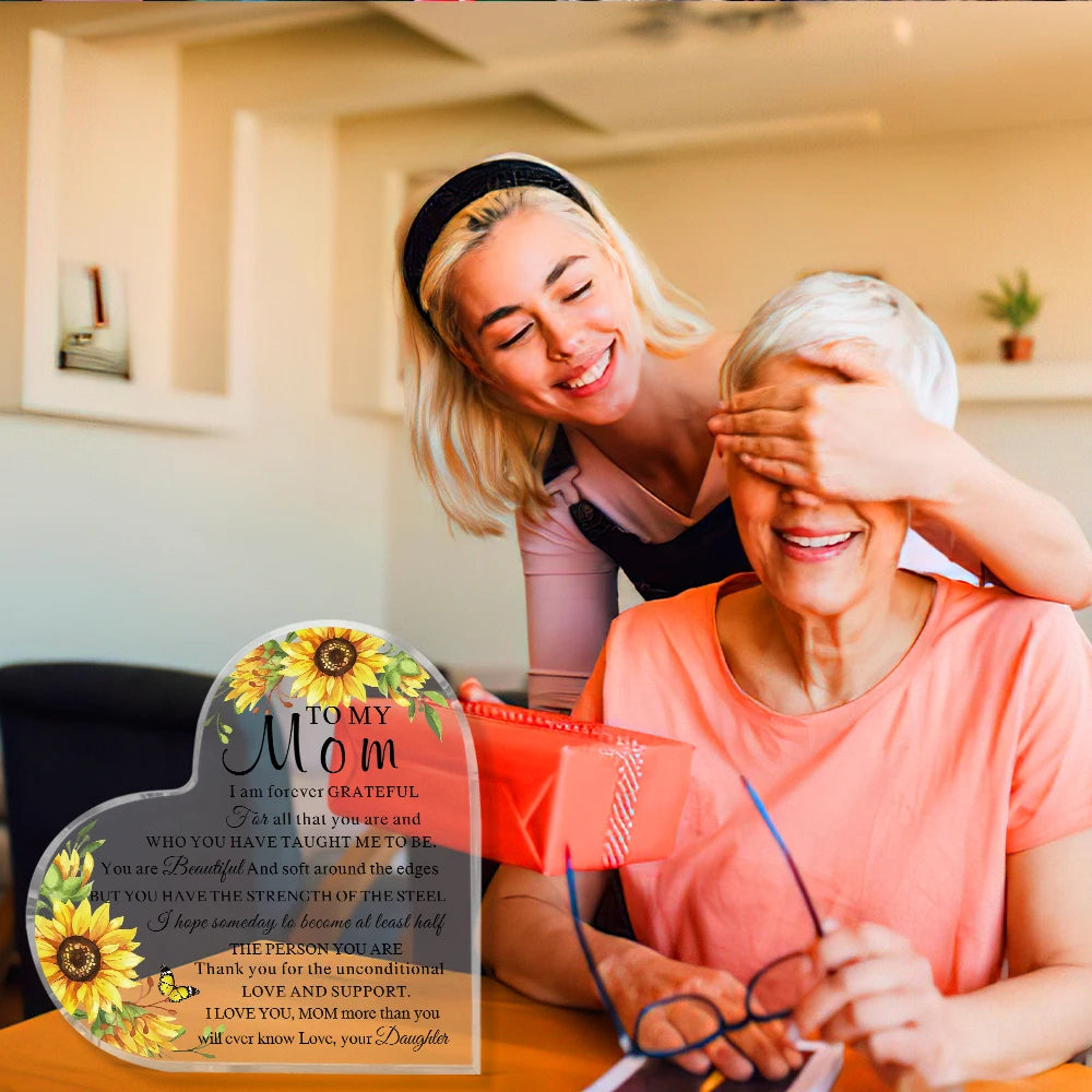 Cadeau Fête des Mères Cœur Acrylique – Cadeau Maman, Belle-Mère, Fille & Fils
