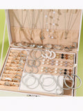 Parure Bijoux Femme 86 Pièces — Boucles Perle, Collier Multi-Rangs, Bagues & Clous