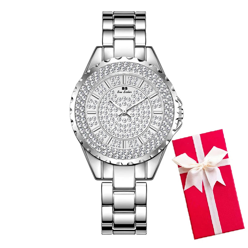 Montre Femme Or Bracelet Luxe Quartz 2025 — Acier Complet, Élégante, Top Marque