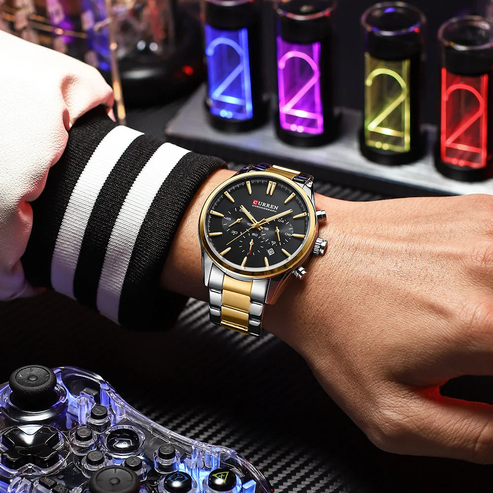 Montre Homme CURREN Multifonction Quartz — Date Automatique, Bracelet Acier Inoxydable