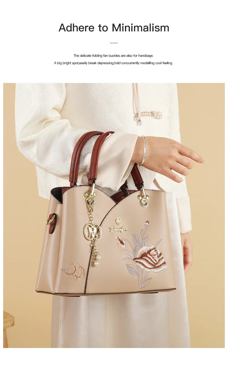 Sac Tote Bag Brodé Œillet – Cadeau Fête des Mères & Anniversaire Maman