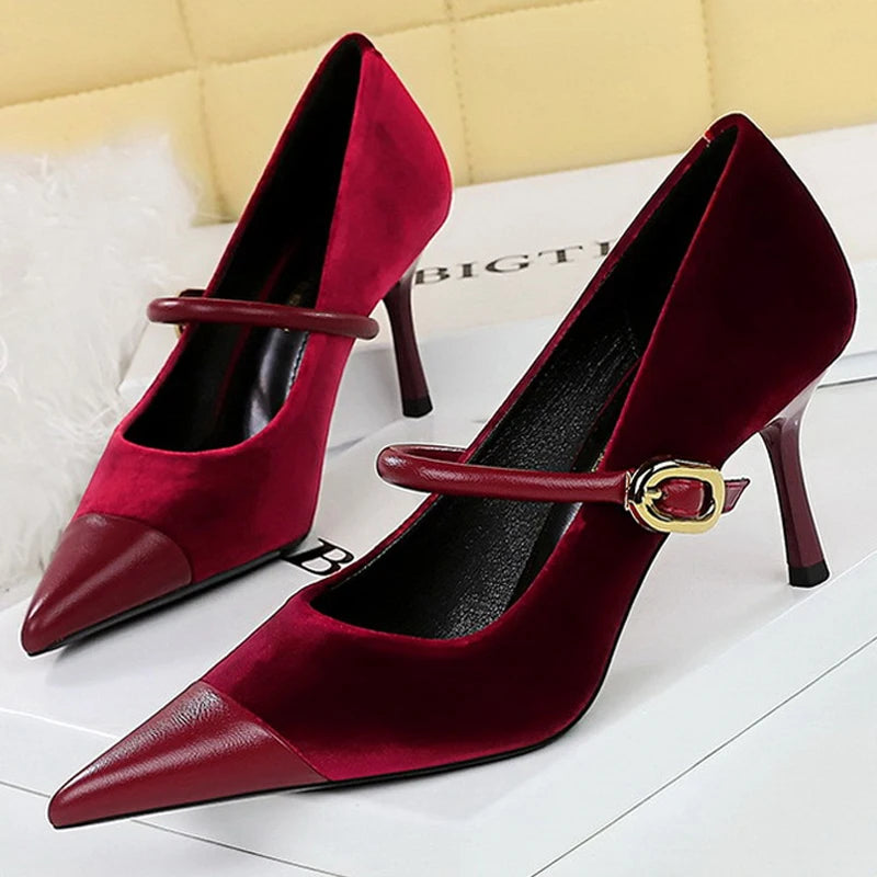Escarpins Femme Bout Pointu Stiletto BIGTREE — Suède, 7cm 10cm, Grande Taille 43