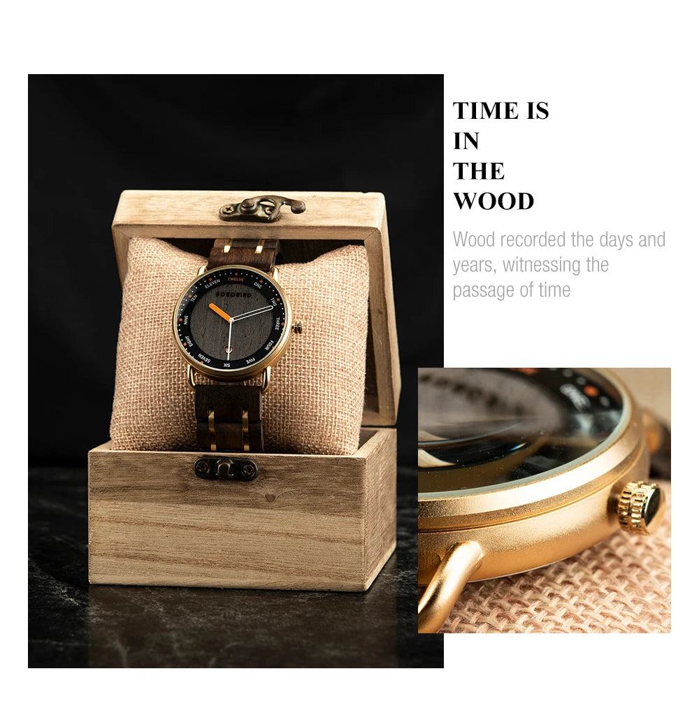 BOBO BIRD Montre Homme Bois Quartz — Casual, Cadeau Unique, Livraison Directe