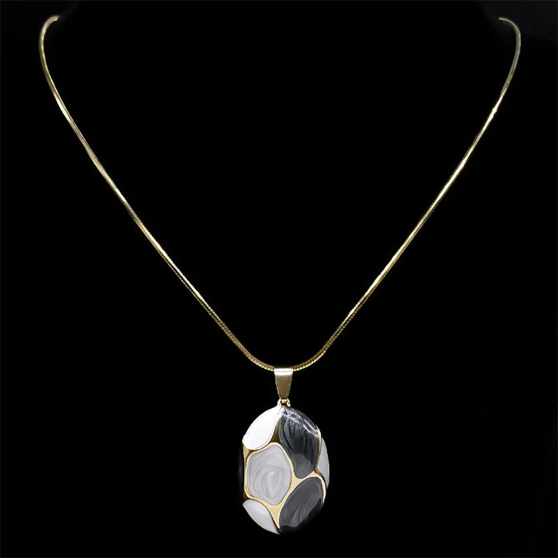 Collier Pendentif Charme Rose Femme — Chaîne Acier Inoxydable Doré Boho