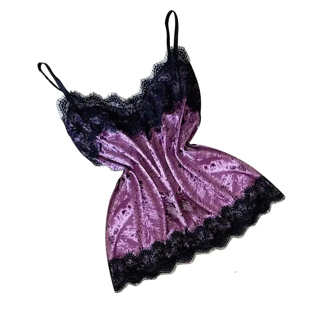 Pyjama Femme Dentelle Satin 2 Pièces — Top Court & Short, Sexy Lounge Été