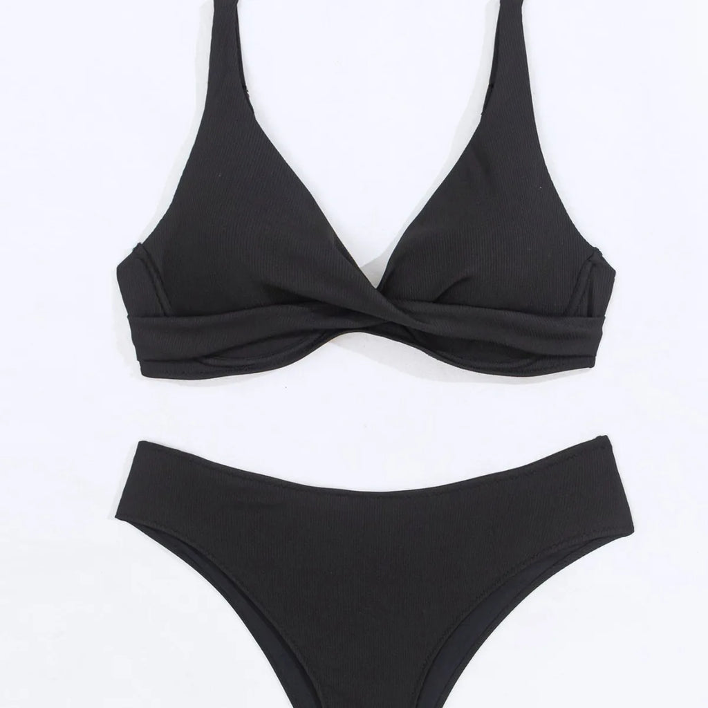 Bikini 2 Pièces Femme Uni 2025 — Maillot de Bain Sexy, Plage & Vacances