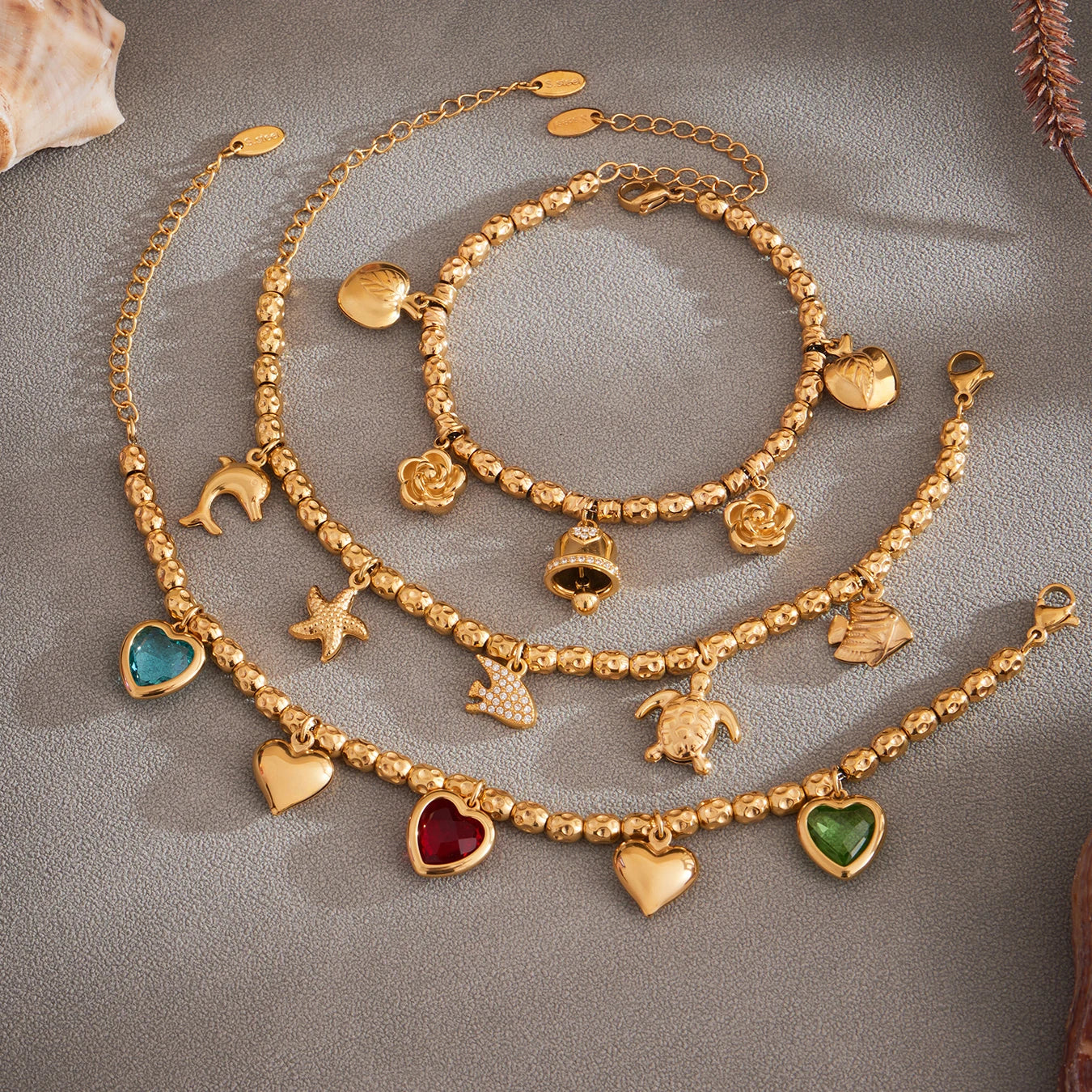 Nivora Bracelet Femme Acier Inoxydable Perles & Pendentif Cœur — Bijou Mariage Élégant