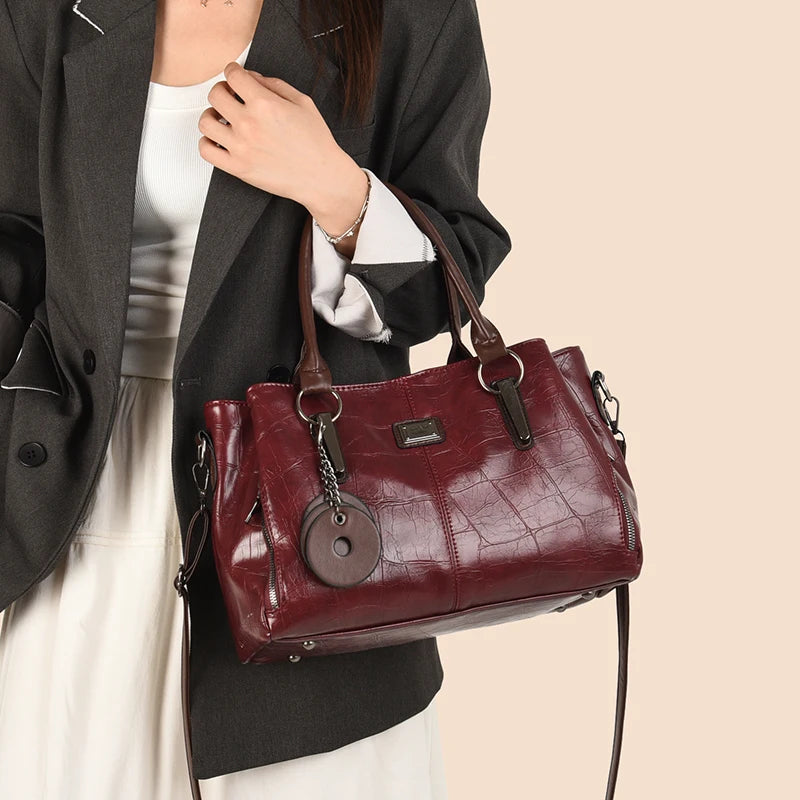 Sac à Main Femme Cuir PU — Tote Bandoulière Messenger, Grande Capacité