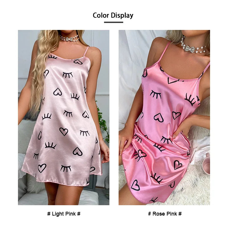 Lingerie Femme Babydoll Nuisette Imprimée — Sans Manches, Sexy, Pyjama Chemise