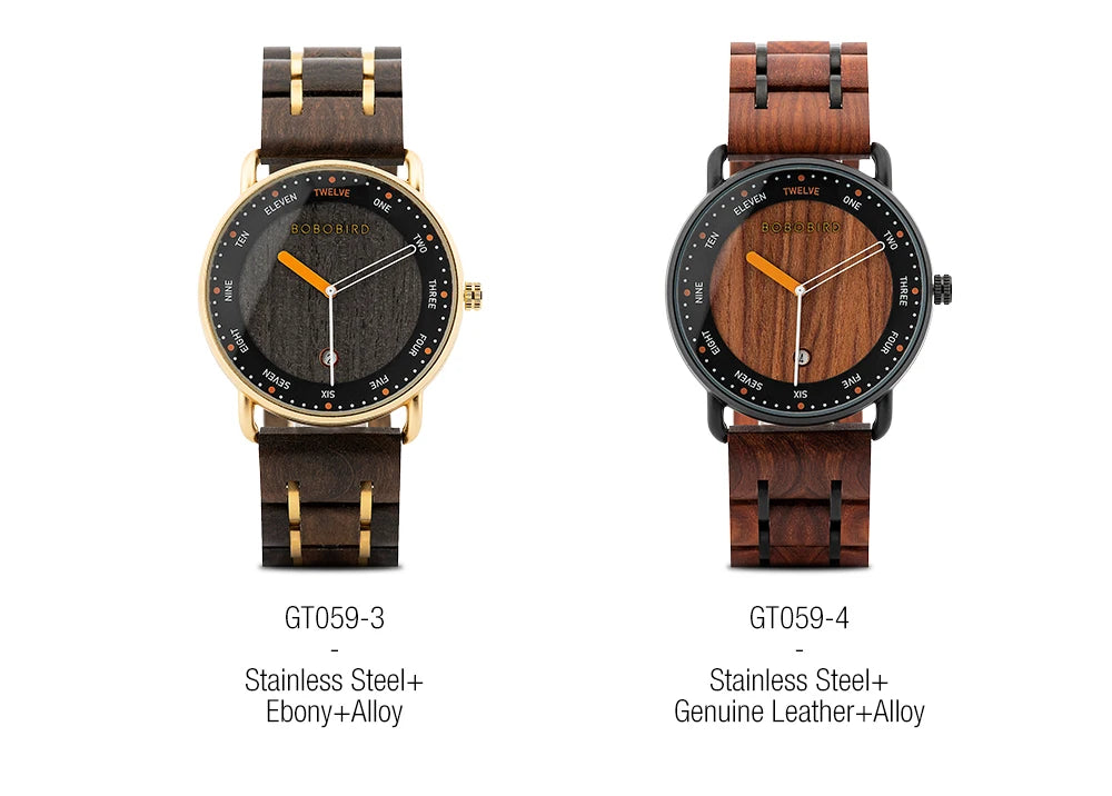 BOBO BIRD Montre Homme Bois Quartz — Casual, Cadeau Unique, Livraison Directe