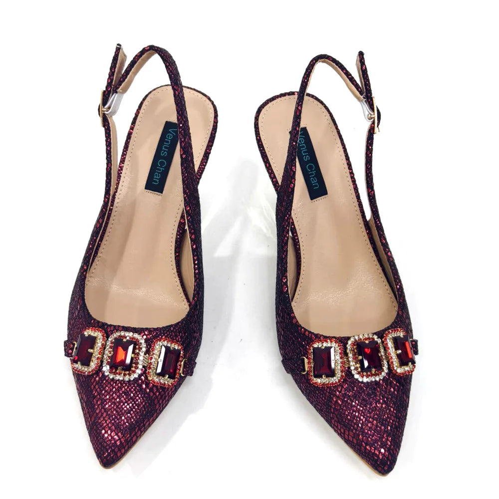 Ensemble Chaussures & Sac Femme Venus Chan Vert Strass — Talon Haut, Soirée Luxe