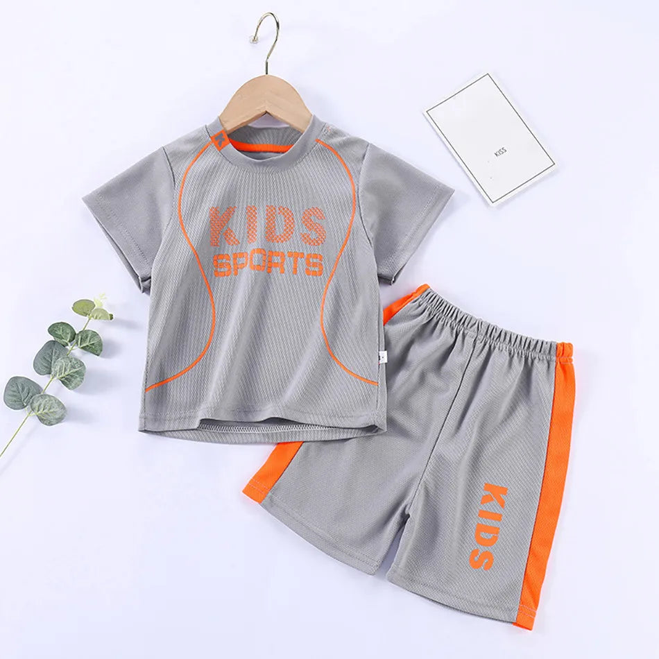 Ensemble 2 pièces enfant mixte – T-shirt manches courtes & short sport imprimé lettres, 2-12 ans
