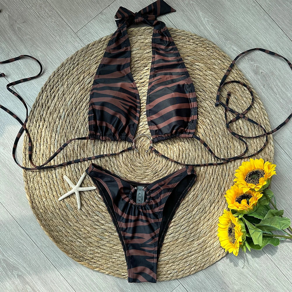 Bikini Halter Micro Brésilien 2024 — Maillot de Bain Femme Patchwork Sexy