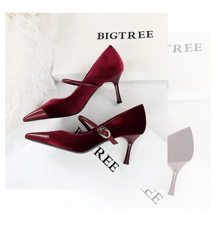 Escarpins Femme Bout Pointu Stiletto BIGTREE — Suède, 7cm 10cm, Grande Taille 43