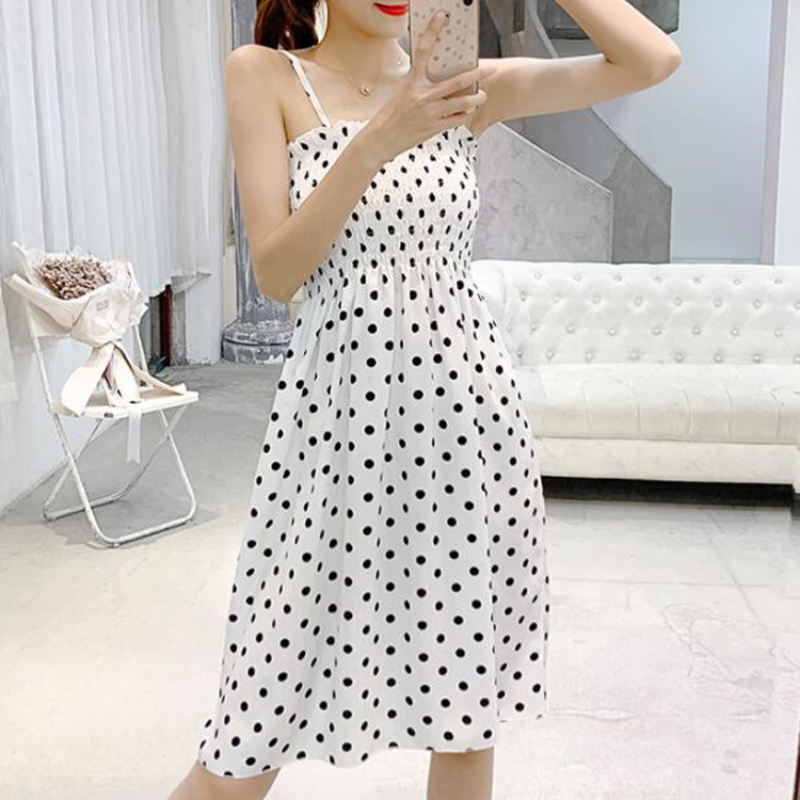 Robe Mini Femme Taille Haute Élastique — Bretelles, Sans Manches, Mousseline Été