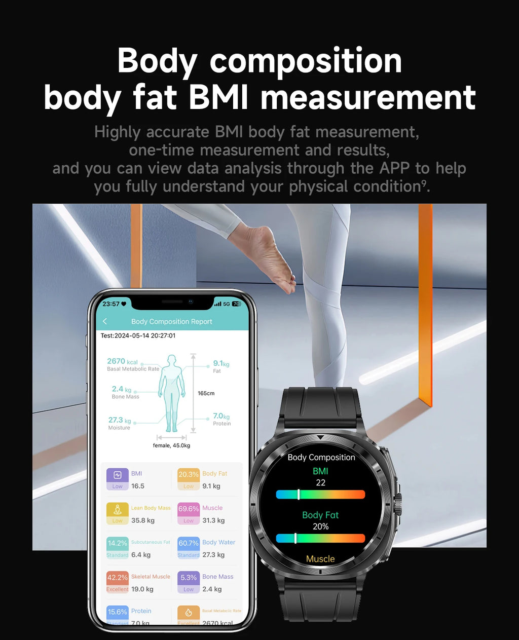 Montre Connectée Santé ECG Laser 2025 — Tension Artérielle, Acide Urique, NFC, Appels
