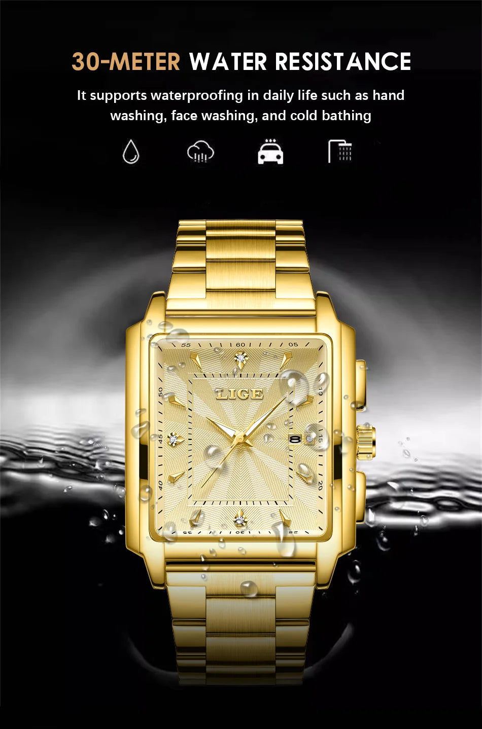 LIGE Montre Homme Business Chronographe — Acier Inoxydable, Étanche, Élégante