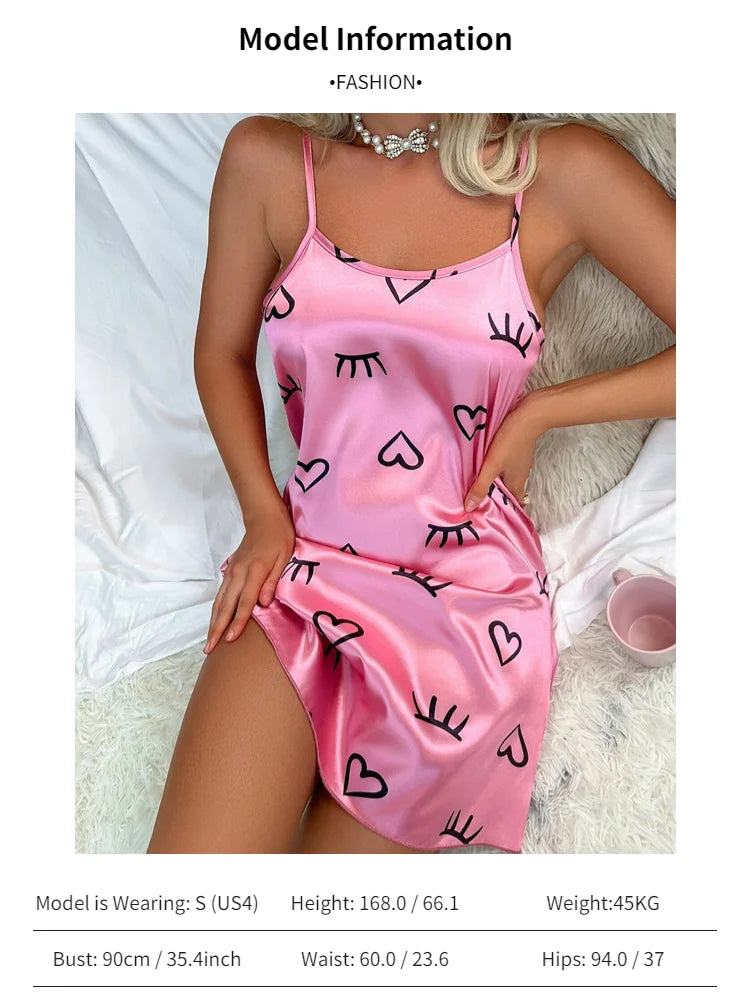 Lingerie Femme Babydoll Nuisette Imprimée — Sans Manches, Sexy, Pyjama Chemise