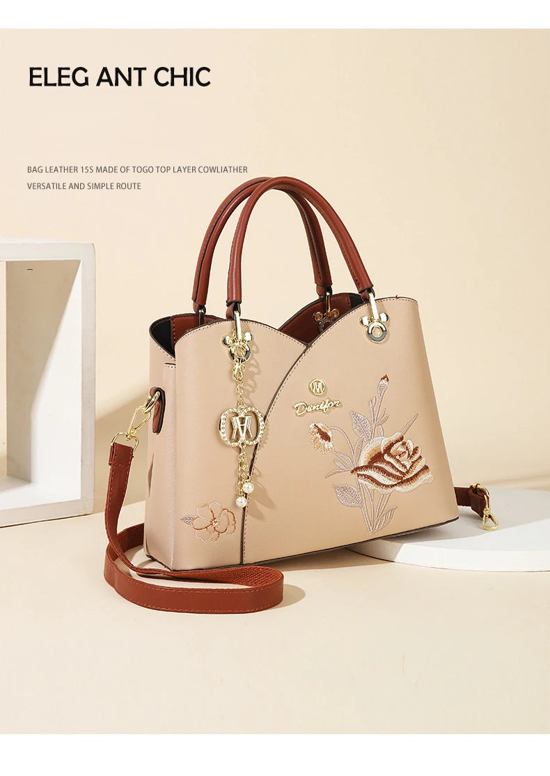 Sac Tote Bag Brodé Œillet – Cadeau Fête des Mères & Anniversaire Maman
