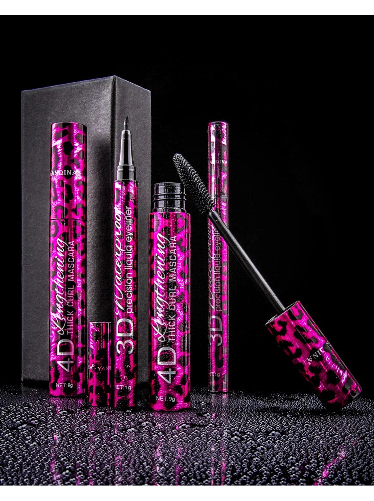 Set Eyeliner Liquide & Mascara 4D YANQINA — Waterproof, Crayon Sourcils, Yeux