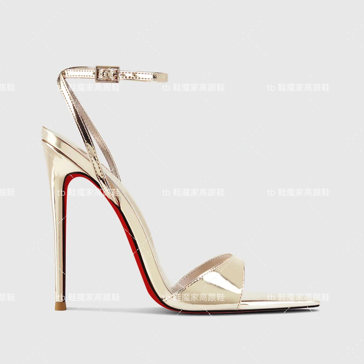 Sandales Femme Semelle Rouge Bout Ouvert Boucle — Talon Haut, Grande Taille, 2025