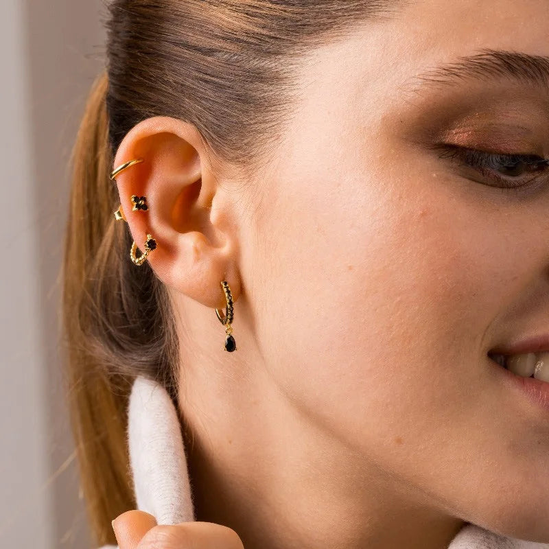 Boucles d'Oreilles Créoles Femme Zircon Multicolore Goutte — Acier Inoxydable, Set 2022