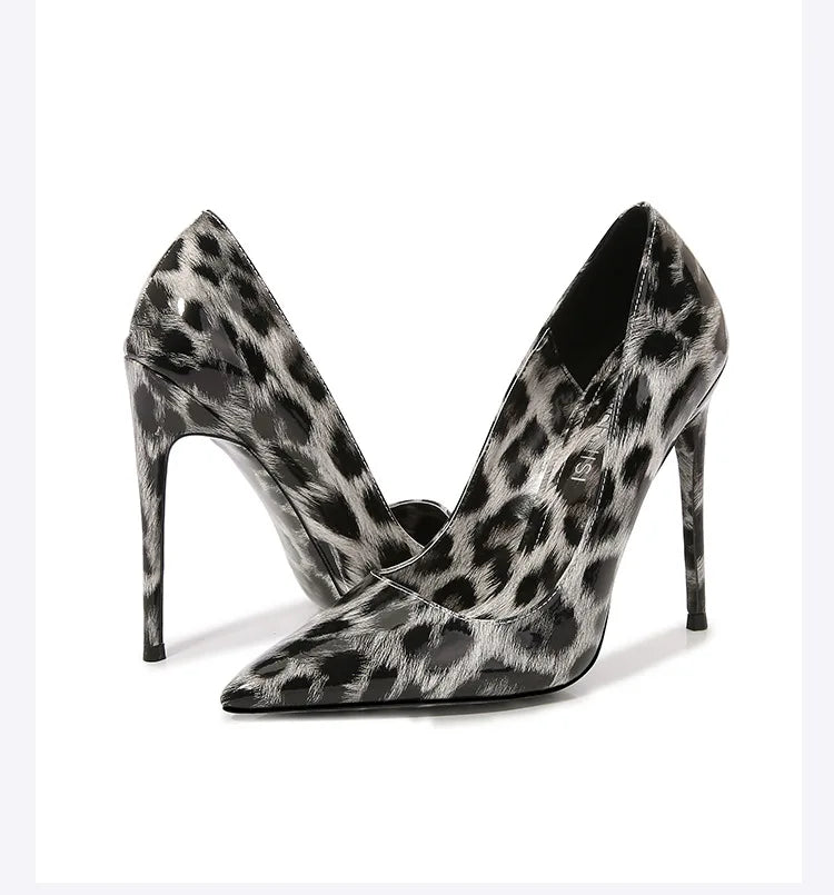 Escarpins Léopard Talon Aiguille 12cm — PU Cuir, Bout Pointu, Soirée Grande Taille 35-46