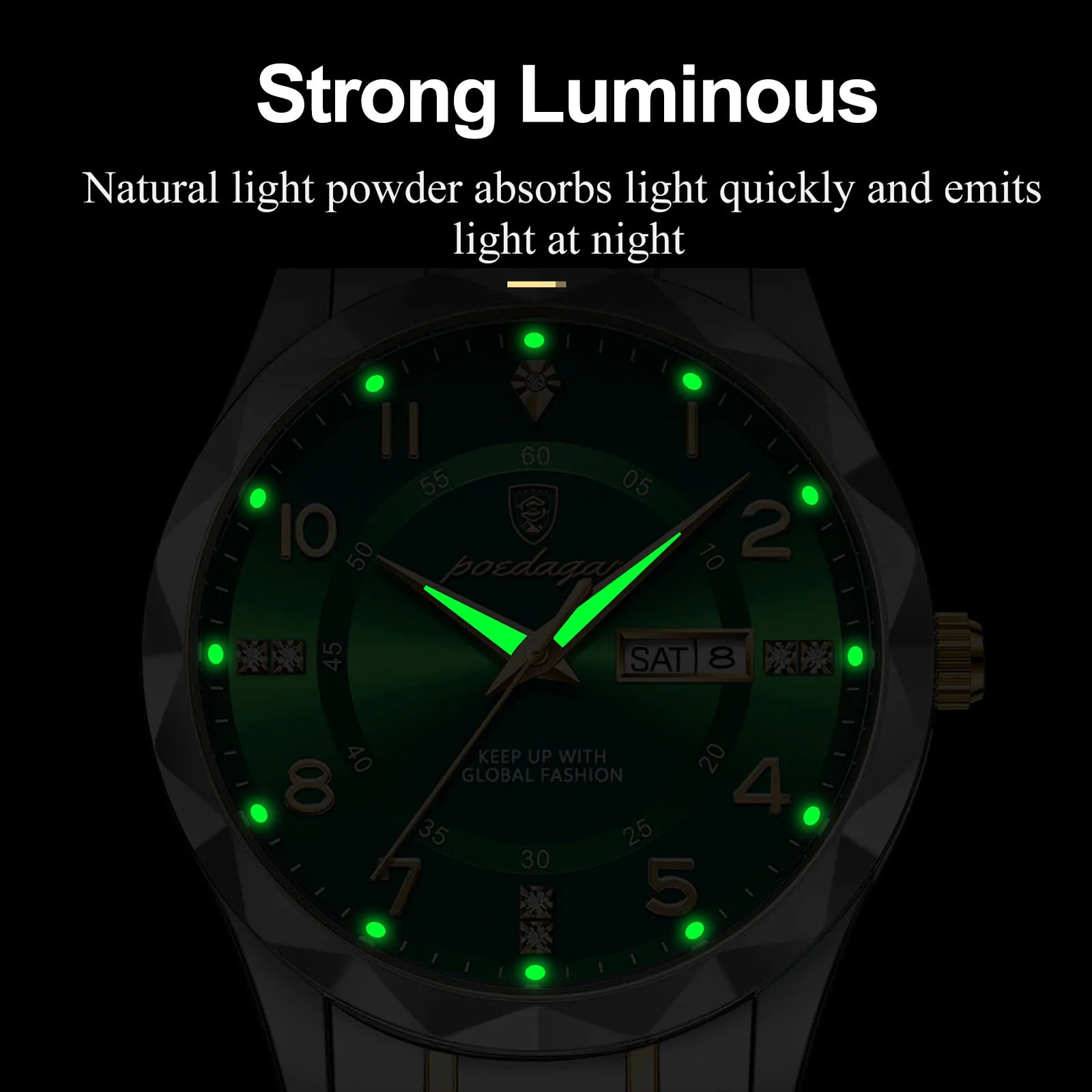 Montre Homme POEDAGAR Business — Acier Inoxydable, Lumineux, Date, Semaine, Quartz