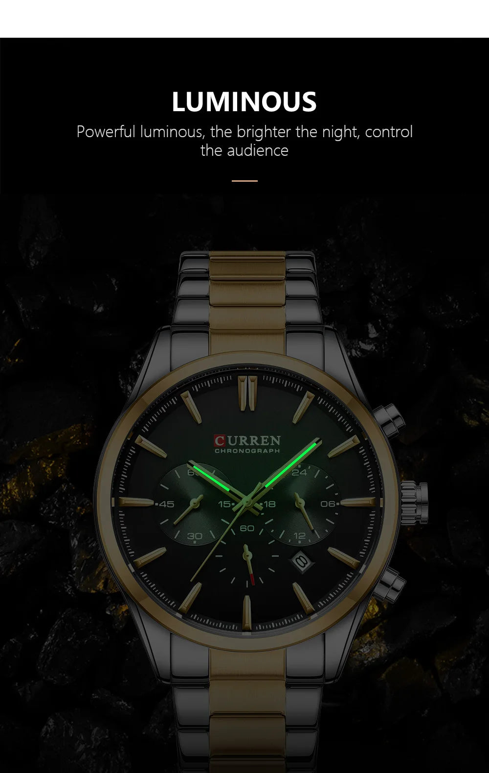 Montre Homme CURREN Multifonction Quartz — Date Automatique, Bracelet Acier Inoxydable
