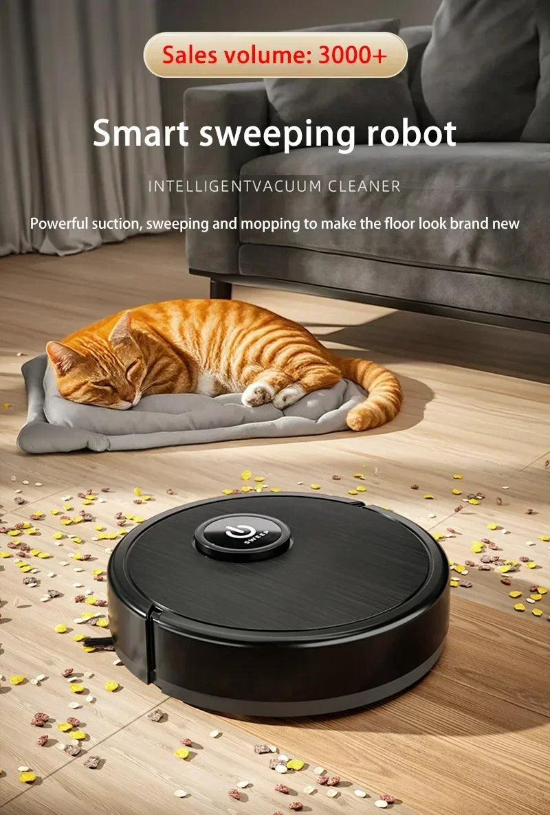 Aspirateur Robot 3-en-1 Intelligent — Aspiration 6000Pa, Lavage, Navigation Laser, Poils d'Animaux