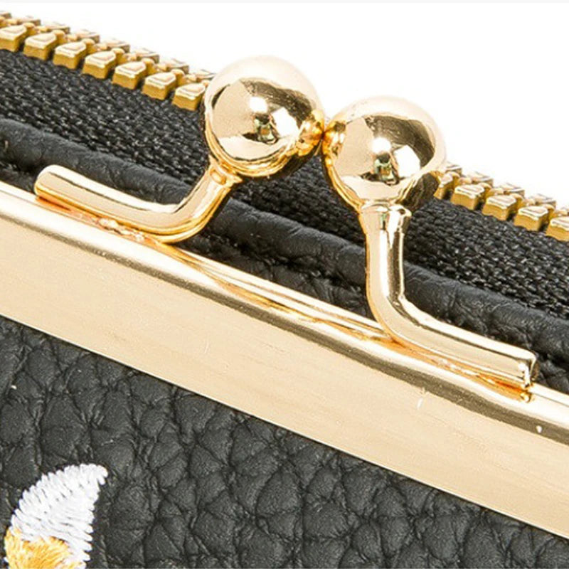 Portefeuille Court Femme Cuir PU Floral — Grande Capacité, Porte-Monnaie & Cartes