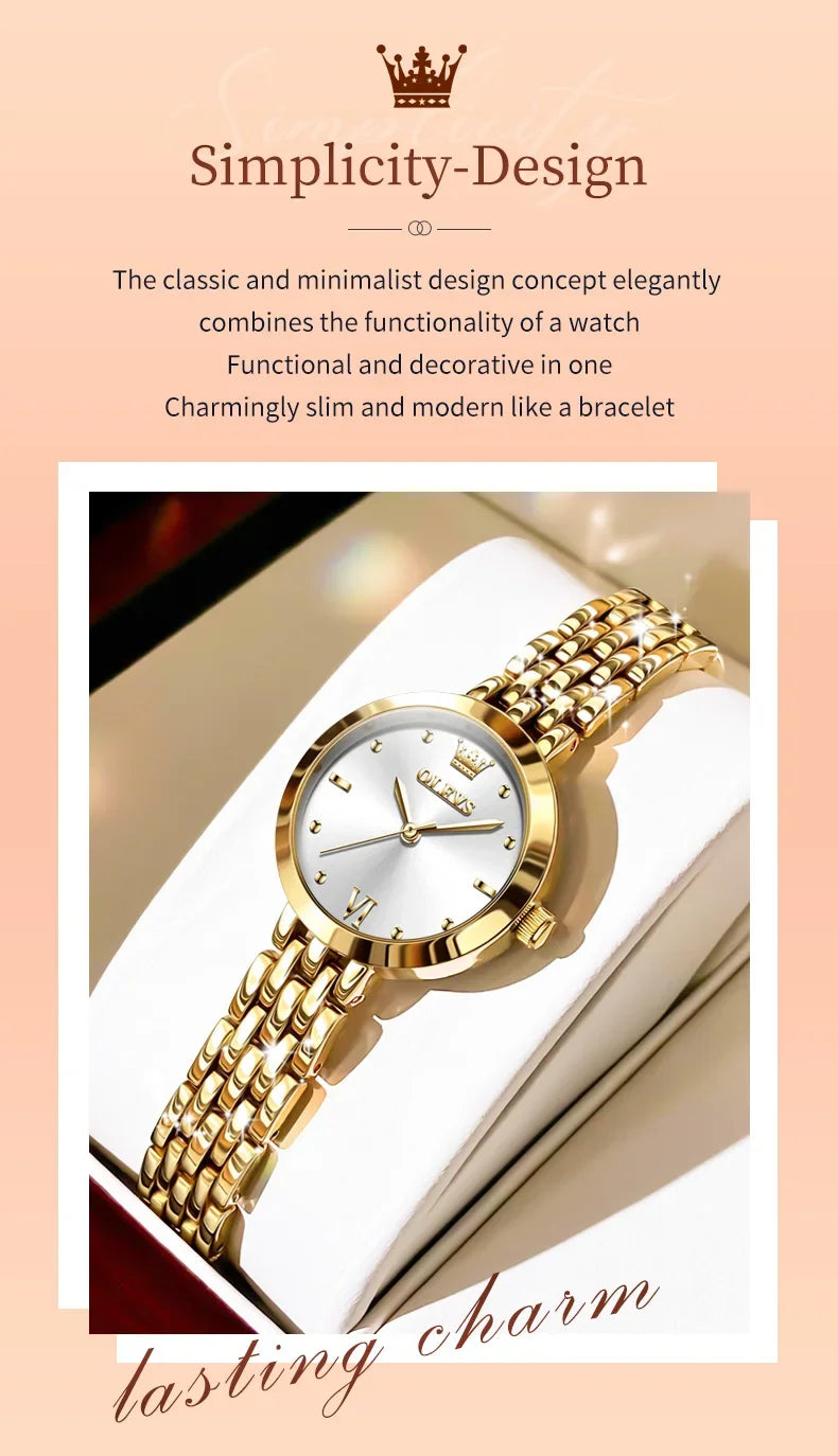 Montre Femme OLEVS 9992 Luxe Or Quartz — Étanche, Élégante, Relojes Para Mujer