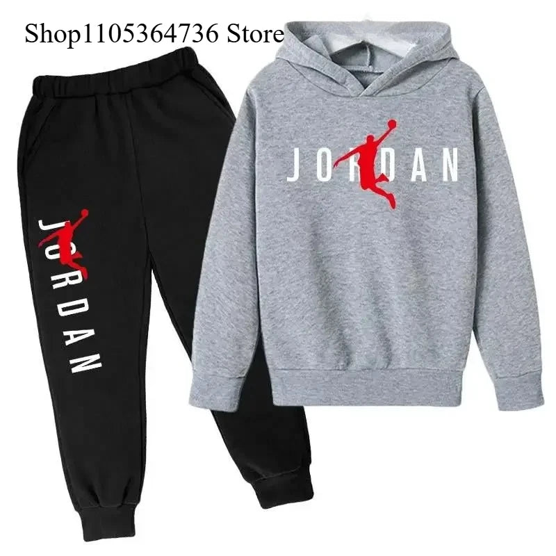 Ensemble Enfant Jordan — Sweat à Capuche + Pantalon, Sport Casual, Garçon Fille 3-14 Ans