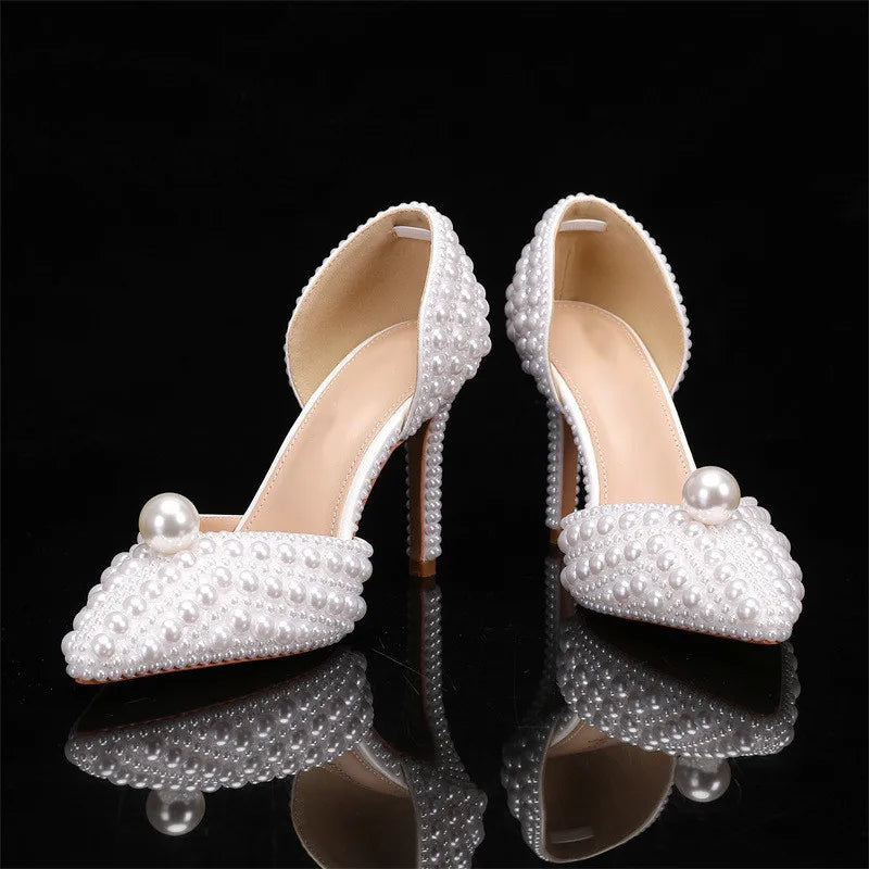 Escarpins Femme Luxe Perles Intégrales — Bout Pointu, Talon Fin, Mariage & Prom