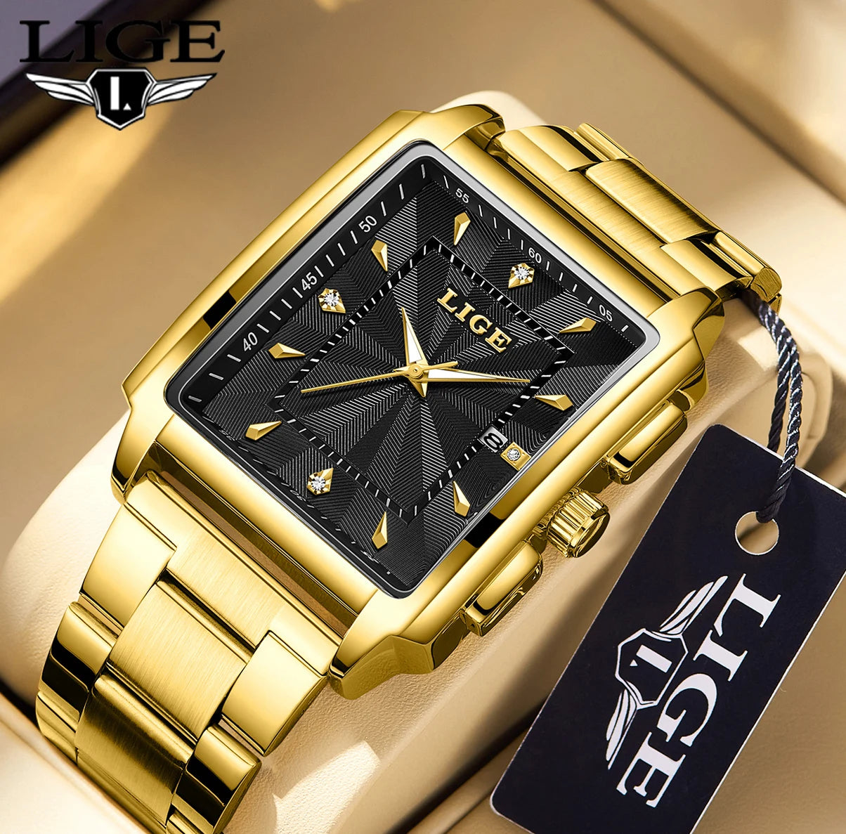 LIGE Montre Homme Business Chronographe — Acier Inoxydable, Étanche, Élégante
