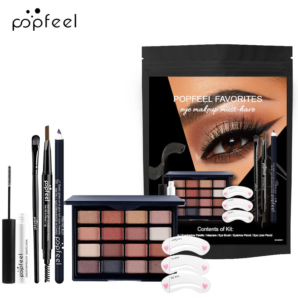 Kit Maquillage Yeux POPFEEL — Palette Fard à Paupières, Mascara, Eyeliner