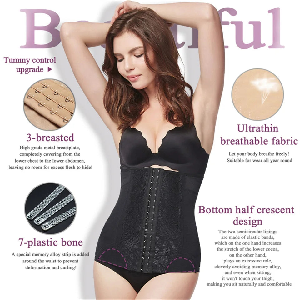 Corset Gainant Brodé en Mesh pour Femme – Gaine Colombienne Ventre Plat