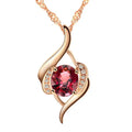 HuiSept Collier Pendentif Argent 925 Rubis & Zircon — Bijou Femme Mariage & Soirée