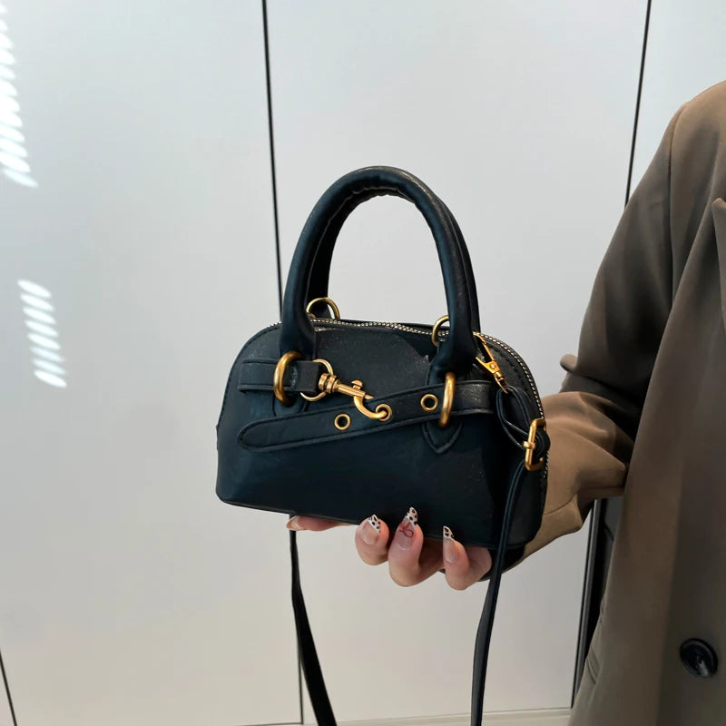 Mini Sac Coquille Femme Luxe — Boucle Ceinture, Petit Sac Épaule Bandoulière Designer