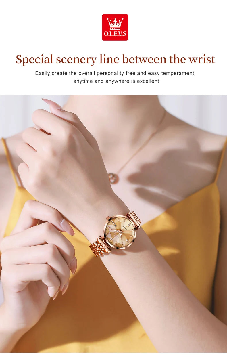 OLEVS Montre Femme Fashion Élégante — Quartz, Acier Inoxydable, Étanche, Date