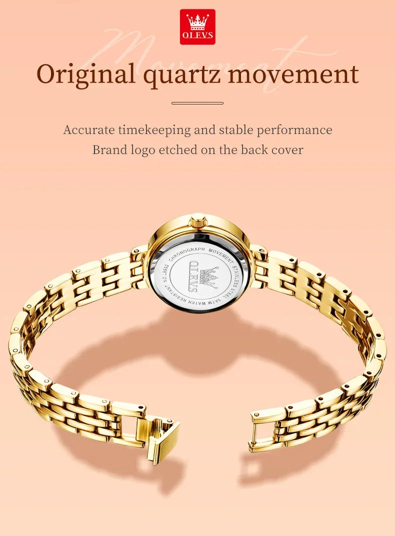 Montre Femme OLEVS 9992 Luxe Or Quartz — Étanche, Élégante, Relojes Para Mujer