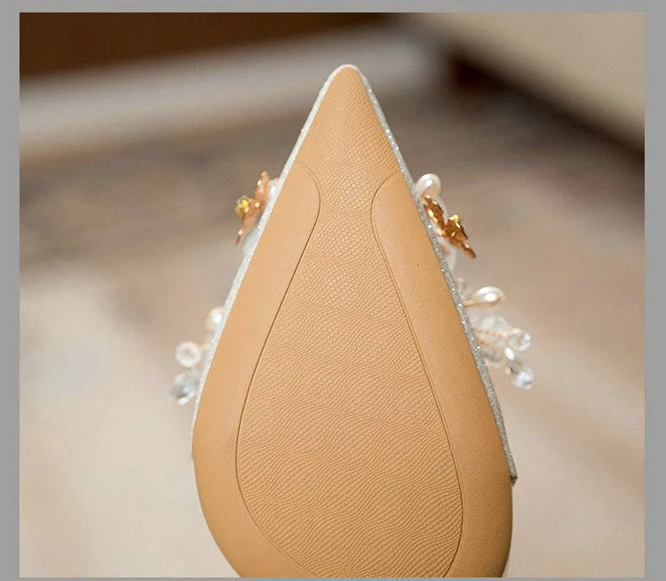 Chaussures Mariage Blanches Bout Pointu Fleurs — Talon Haut, Sandales Été Fashion 2026