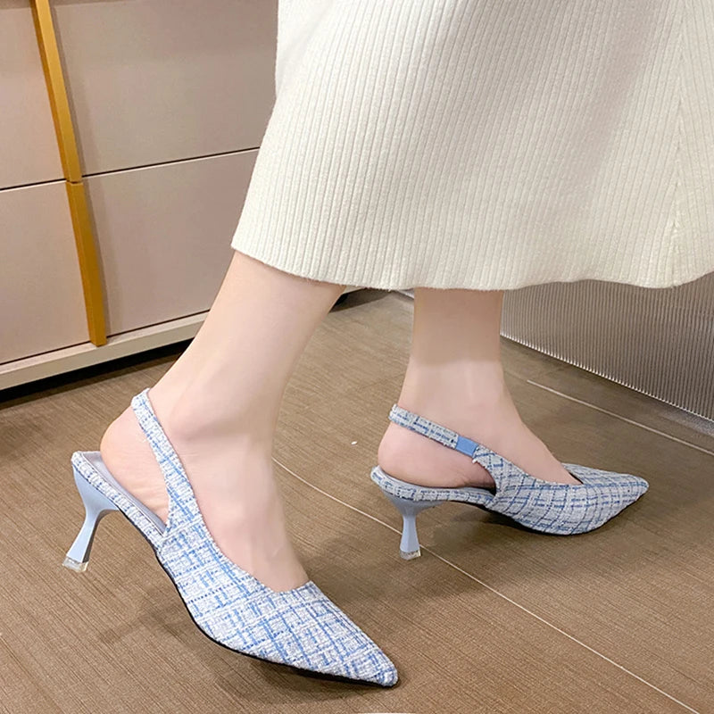 Escarpins Slingback Femme Bout Pointu Bleu — Talon Fin, Soirée & Fête 2023